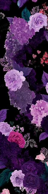 Free purple bookmark featuring a gothic purple palette floral design